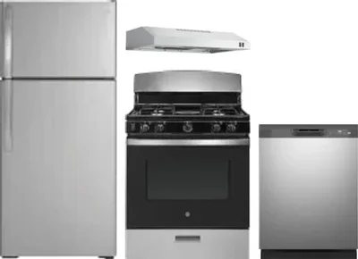 4 Piece Package Includes Refrigerator, Range, Hood And Dishwasher