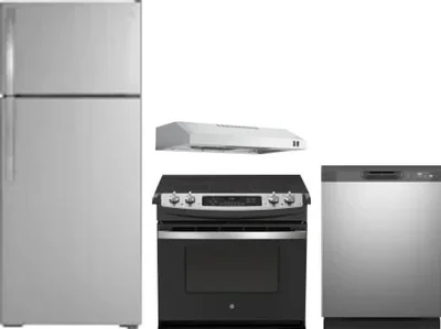 4 Piece Package Includes Refrigerator, Range, Hood And Dishwasher