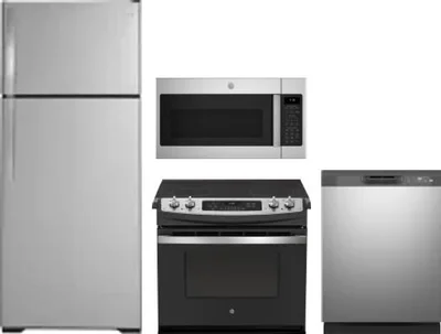 4 Piece Package Includes Refrigerator, Range, Microwave And Dishwasher