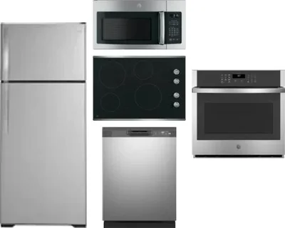 5 Piece Package Includes Refrigerator, Cooktop, Wall Oven, Microwave And Dishwasher
