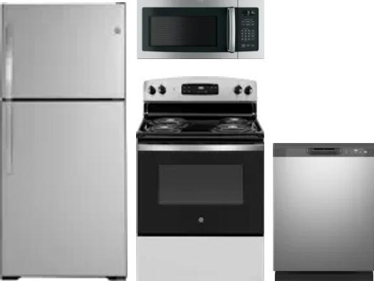 4 Piece Package Includes Refrigerator, Range, Microwave And Dishwasher