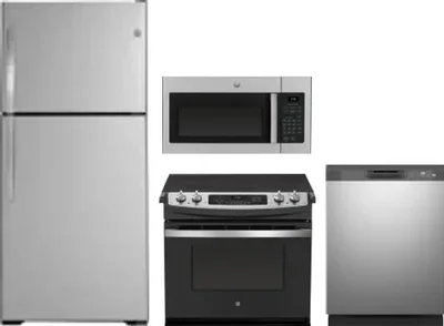 4 Piece Package Includes Refrigerator, Range, Microwave And Dishwasher