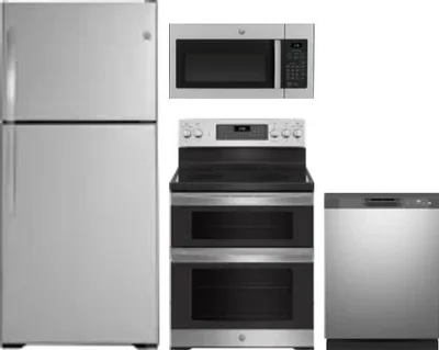 4 Piece Package Includes Refrigerator, Range, Microwave And Dishwasher