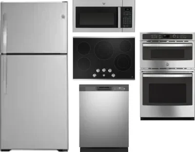 5 Piece Package Includes Refrigerator, Cooktop, Wall Oven, Microwave And Dishwasher
