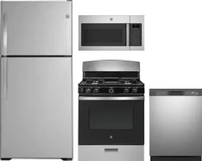 4 Piece Package Includes Refrigerator, Range, Microwave And Dishwasher