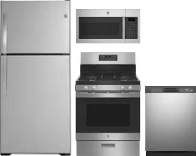4 Piece Package Includes Refrigerator, Range, Microwave And Dishwasher