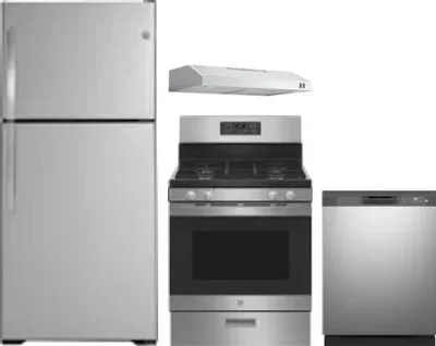 4 Piece Package Includes Refrigerator, Range, Hood And Dishwasher