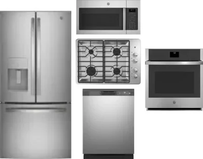 5 Piece Package Includes Refrigerator, Cooktop, Wall Oven, Microwave And Dishwasher