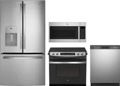 4 Piece Package Includes Refrigerator, Range, Microwave And Dishwasher