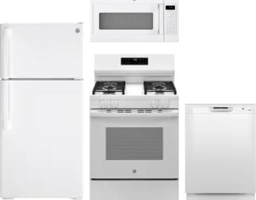 4 Piece Package Includes Refrigerator, Range, Microwave And Dishwasher