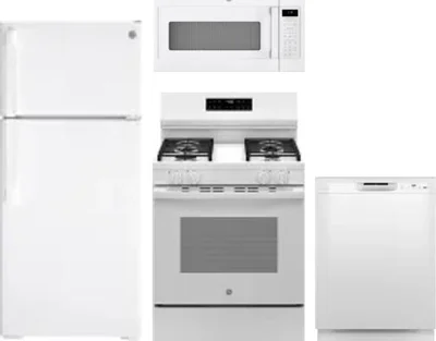 4 Piece Package Includes Refrigerator, Range, Microwave And Dishwasher