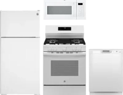4 Piece Package Includes Refrigerator, Range, Microwave And Dishwasher