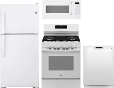 4 Piece Package Includes Refrigerator, Range, Microwave And Dishwasher