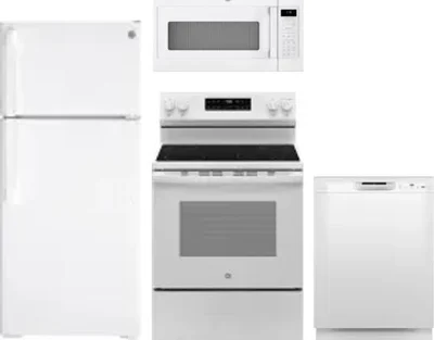 4 Piece Package Includes Refrigerator, Range, Microwave And Dishwasher