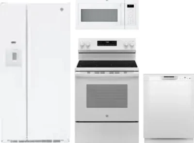 4 Piece Package Includes Refrigerator, Range, Microwave And Dishwasher