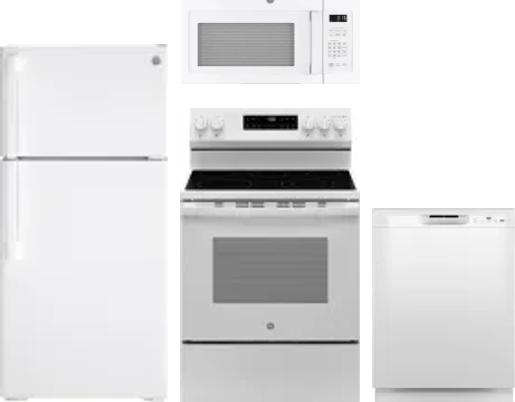 4 Piece Package Includes Refrigerator, Range, Microwave And Dishwasher