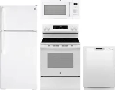 4 Piece Package Includes Refrigerator, Range, Microwave And Dishwasher