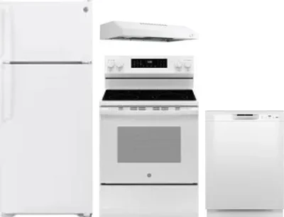 4 Piece Package Includes Refrigerator, Range, Hood And Dishwasher