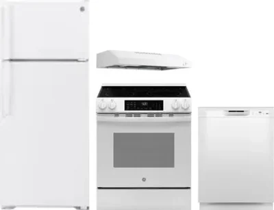 4 Piece Package Includes Refrigerator, Range, Hood And Dishwasher