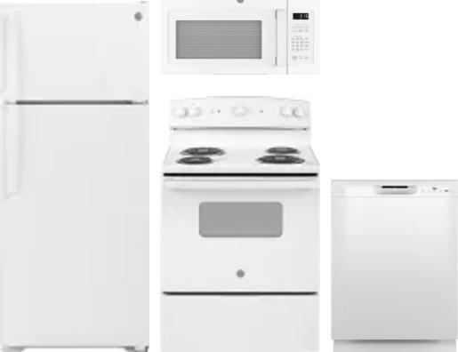 4 Piece Package Includes Refrigerator, Range, Microwave And Dishwasher