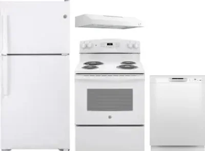4 Piece Package Includes Refrigerator, Range, Hood And Dishwasher