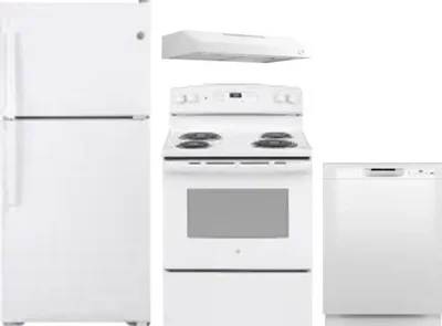 4 Piece Package Includes Refrigerator, Range, Hood And Dishwasher