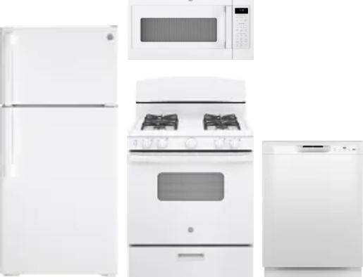 4 Piece Package Includes Refrigerator, Range, Microwave And Dishwasher