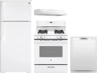 4 Piece Package Includes Refrigerator, Range, Hood And Dishwasher