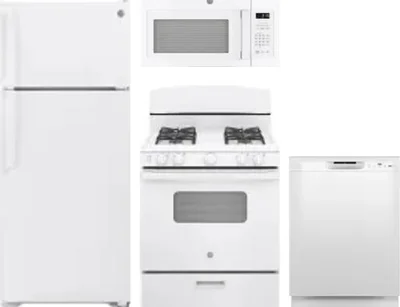 4 Piece Package Includes Refrigerator, Range, Microwave And Dishwasher