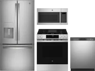 4 Piece Package Includes Refrigerator, Range, Microwave And Dishwasher