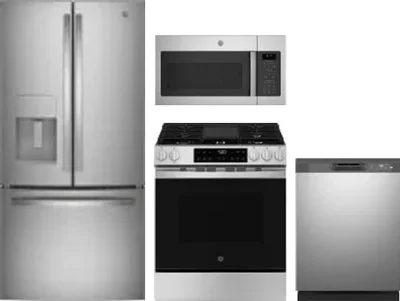 4 Piece Package Includes Refrigerator, Range, Microwave And Dishwasher