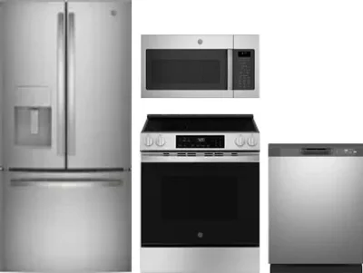 4 Piece Package Includes Refrigerator, Range, Microwave And Dishwasher