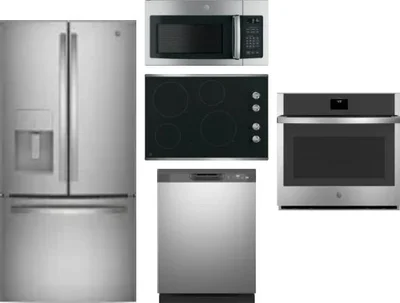 5 Piece Package Includes Refrigerator, Cooktop, Wall Oven, Microwave And Dishwasher
