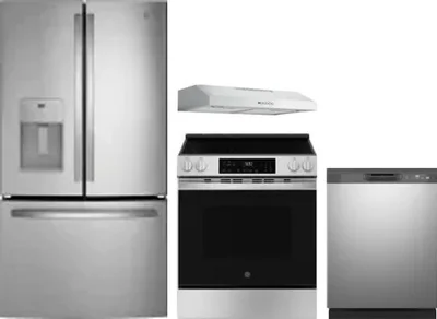 4 Piece Package Includes Refrigerator, Range, Hood And Dishwasher