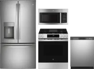 4 Piece Package Includes Refrigerator, Range, Microwave And Dishwasher