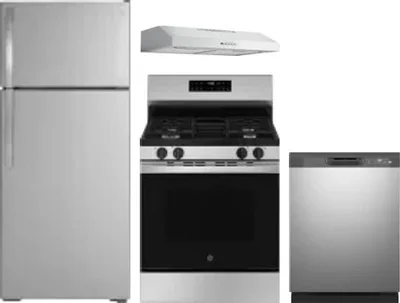 4 Piece Package Includes Refrigerator, Range, Hood And Dishwasher