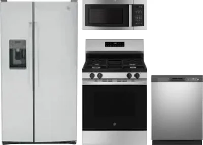 4 Piece Package Includes Refrigerator, Range, Microwave And Dishwasher
