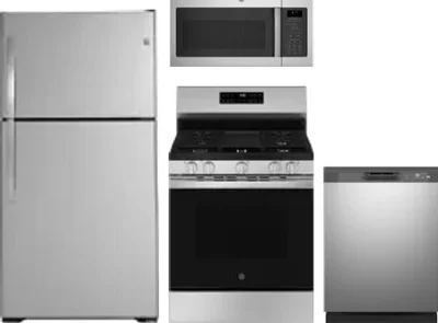 4 Piece Package Includes Refrigerator, Range, Microwave And Dishwasher