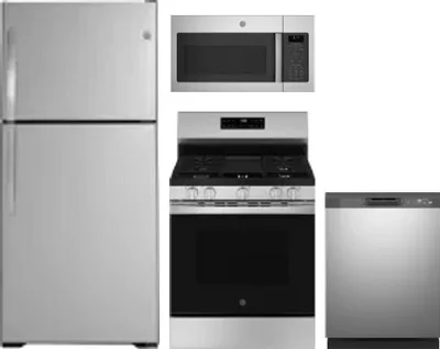 4 Piece Package Includes Refrigerator, Range, Microwave And Dishwasher