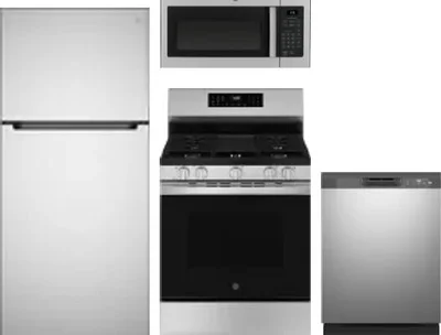 4 Piece Package Includes Refrigerator, Range, Microwave And Dishwasher