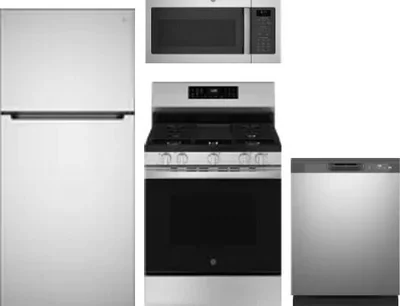 4 Piece Package Includes Refrigerator, Range, Microwave And Dishwasher