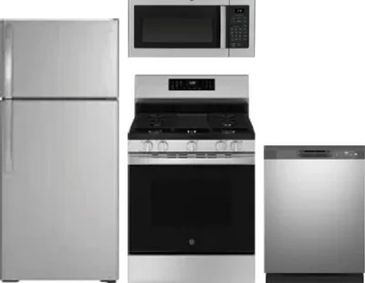 4 Piece Package Includes Refrigerator, Range, Microwave And Dishwasher