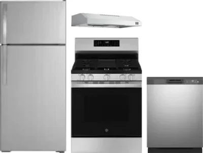 4 Piece Package Includes Refrigerator, Range, Hood And Dishwasher
