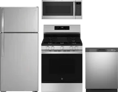 4 Piece Package Includes Refrigerator, Range, Microwave And Dishwasher