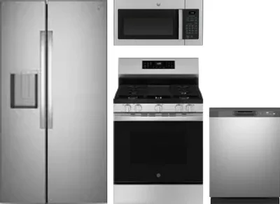 4 Piece Package Includes Refrigerator, Range, Microwave And Dishwasher