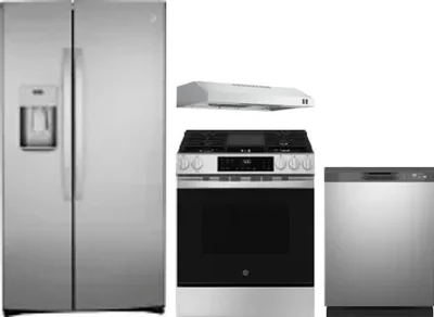 4 Piece Package Includes Refrigerator, Range, Hood And Dishwasher