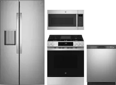 4 Piece Package Includes Refrigerator, Range, Microwave And Dishwasher
