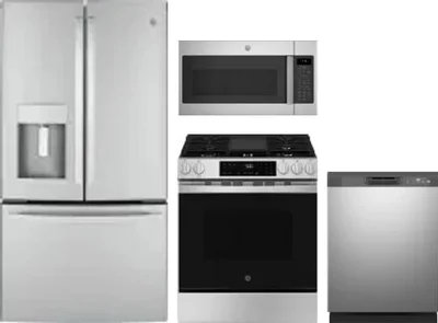 4 Piece Package Includes Refrigerator, Range, Microwave And Dishwasher