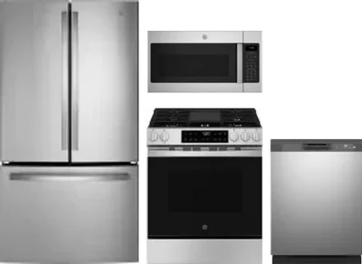 4 Piece Package Includes Refrigerator, Range, Microwave And Dishwasher