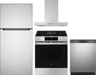 4 Piece Package Includes Refrigerator, Range, Hood And Dishwasher